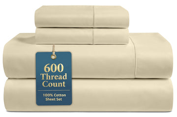 100% Cotton King Size Sheet Set - Silky Smooth Sateen Weave, Linen