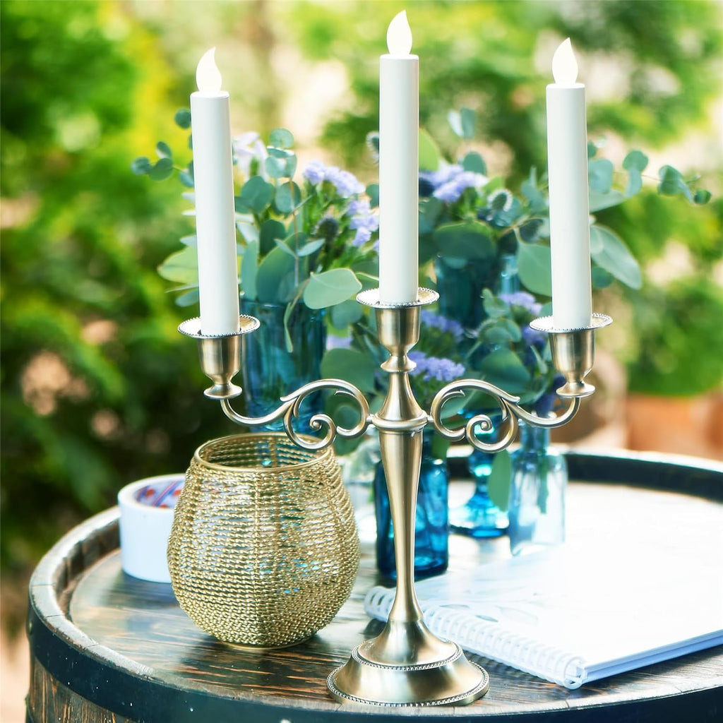 Bronze Candle Holder，5 Arms Metal Candle Holders for Taper Candles（10.6 inch Tall Candlestick Holders, for 1/2-1 inch