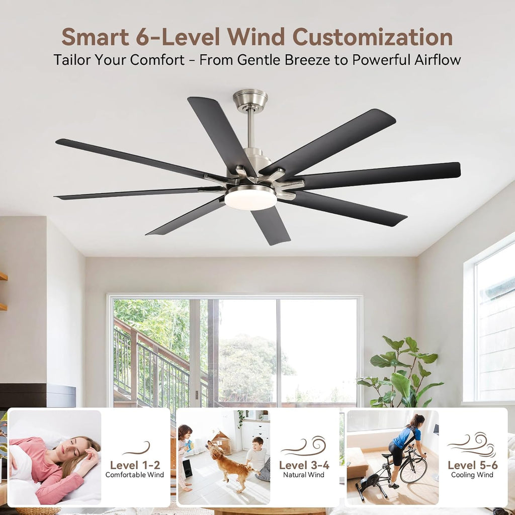 Smart Ceiling Fans with Lights, 52'' Ceiling Fan with Light and Remote, Work with Alexa/Google