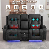 Power Loveseat Recliner Sofa with Massage & Heat Home Theater Seating with Console RV Recliner Loveseat Sofa
