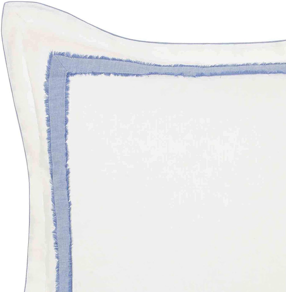 Euro Sham, Soft Faux Linen Ramie Cotton Decorative Pillow Cover with Border Detail, 26x26, Room Decor (Mila Blue)