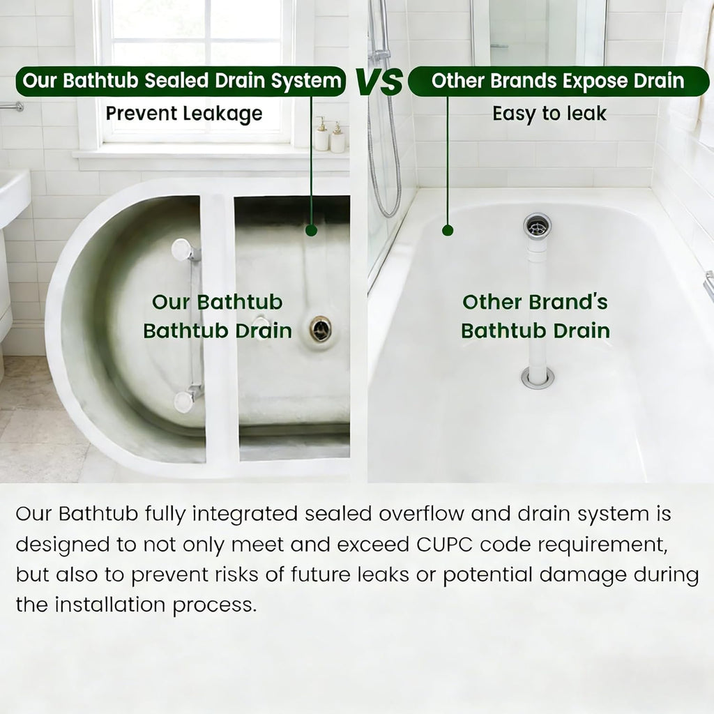 67'' Freestanding Bathtub, Deep Acrylic Soaking Tub with Non-Slip Base, cUPC Certified Modern Free Standing Tub