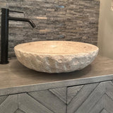 Shades of Nature Travertine Bathroom Sink - Modern Above Counter Bathroom Vessel Sink