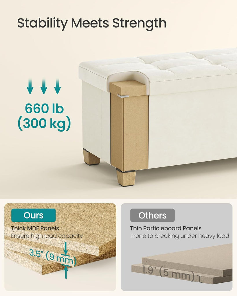 Storage Ottoman Bench with Legs, Folding Ottoman Foot Rest with Flipping Lid, Bench with Storage, Velvet, 43.3