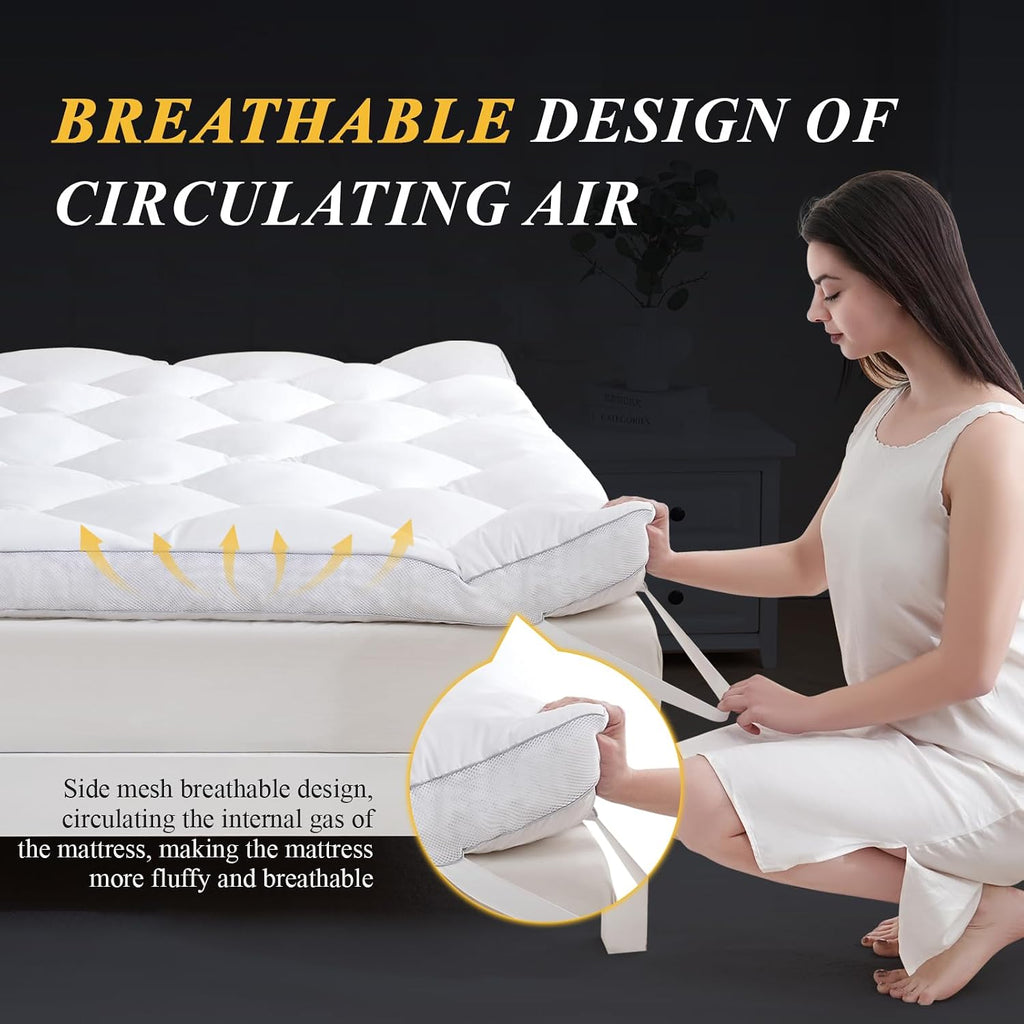 3 Inch King Mattress Topper, Ultra Thick and Fluffy Supportive Memory Foam Mattress Topper for Body Pain, Mattress