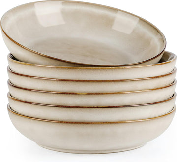 8.5'' Ceramic Pasta Bowls Set of 6, 36oz Large Stoneware Bowls Set | Large Dinner Serving Bowls Set, Wide Bowl Plate