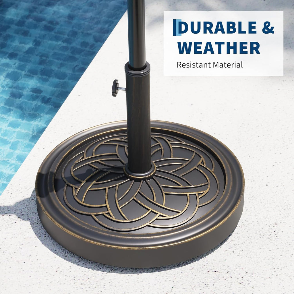 Patio Umbrella Base, 26.5lb Capacity Heavy Duty Design with Adjustable Pole Adapter Fits 1.5" to 2.1" Poles for