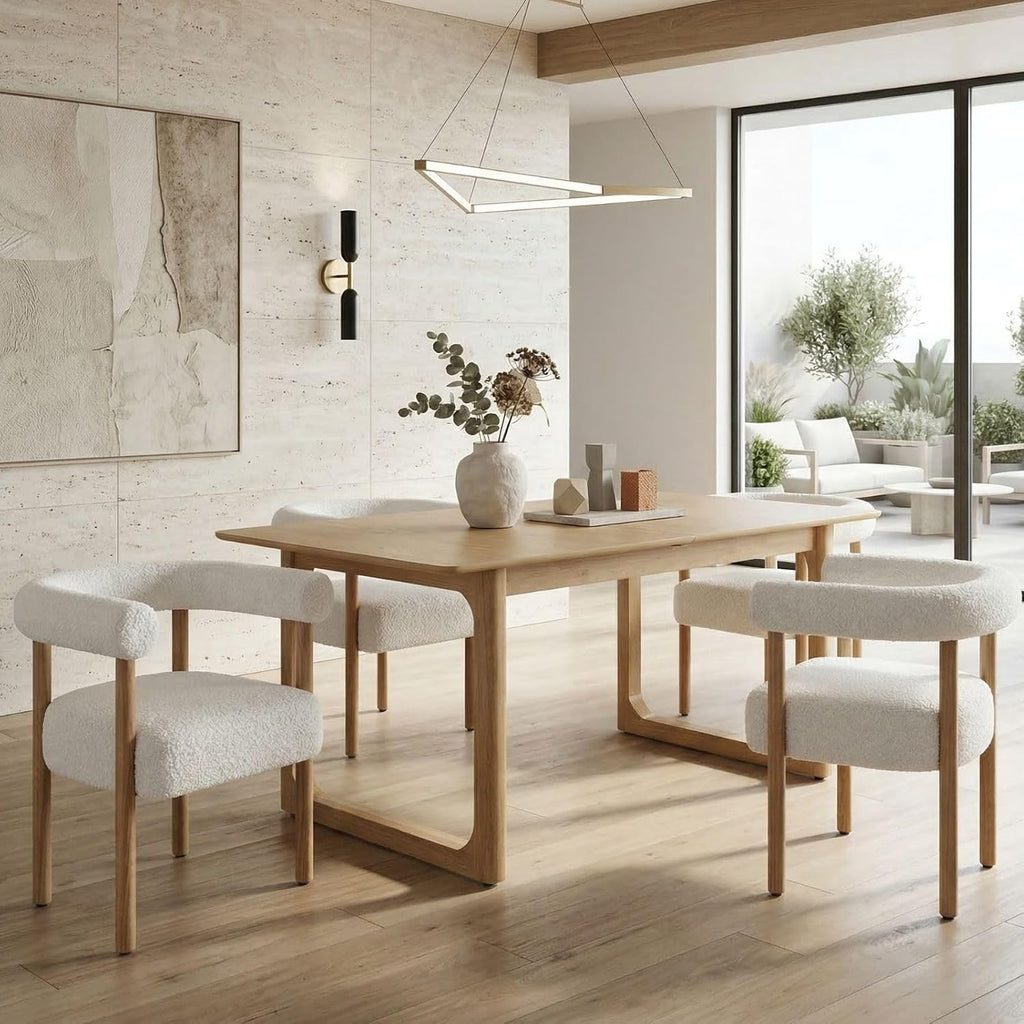 Extendable Wood Dining Table for 4-8, 71" Inch Modern Rectangular Kitchen Tables with Wooden Base Farmhouse Dinner