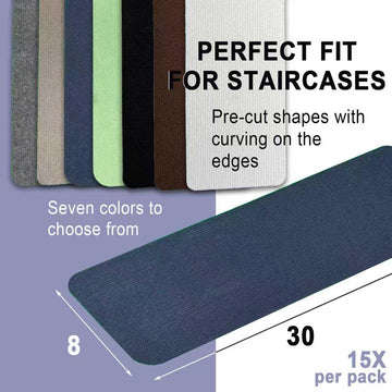 Nonslip Wooden Steps, 15 PCS 30" x 8" Safety Rug Slip Resistant Runner with Reusable Adhesive, Carpet Landing Mat for