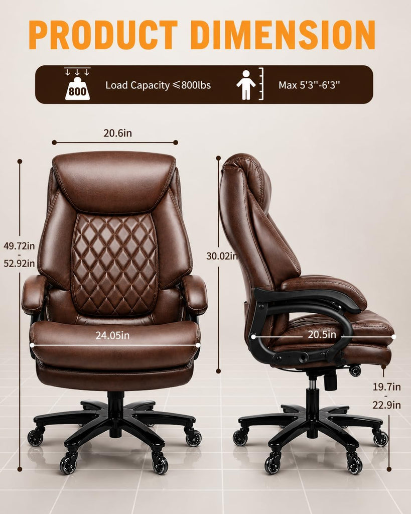 Big and Tall Executive with Adjustable Lumbar Support, Extra Wide Seat, Heavy Duty Computer Desk Chair for Long
