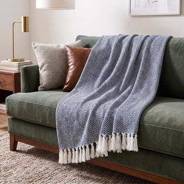50x60 Throw Blanket - Soft and Breathable Cotton Throw Blanket, Chair - Decorative Blankets