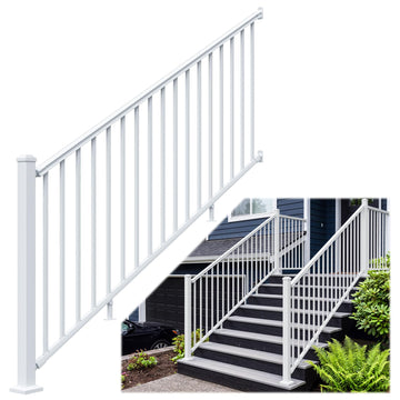 42 in x 8 ft Modular Stair Railing Kit, ASTM Certified, White