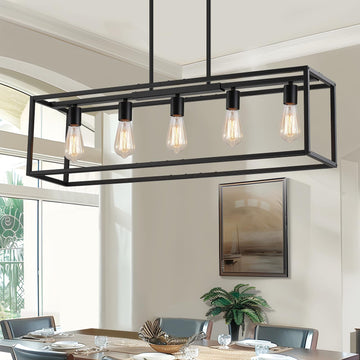 Dining Room Light Fixture,Black Farmhouse Kitchen Island Lighting,Rustic Pendant Light Over Table