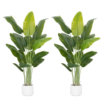 Artificial Bird of Paradise Plant 6.5Ft Tall Fake Tropical Palm Tree Large Fake Plants with 15 Silk Banana Leaves