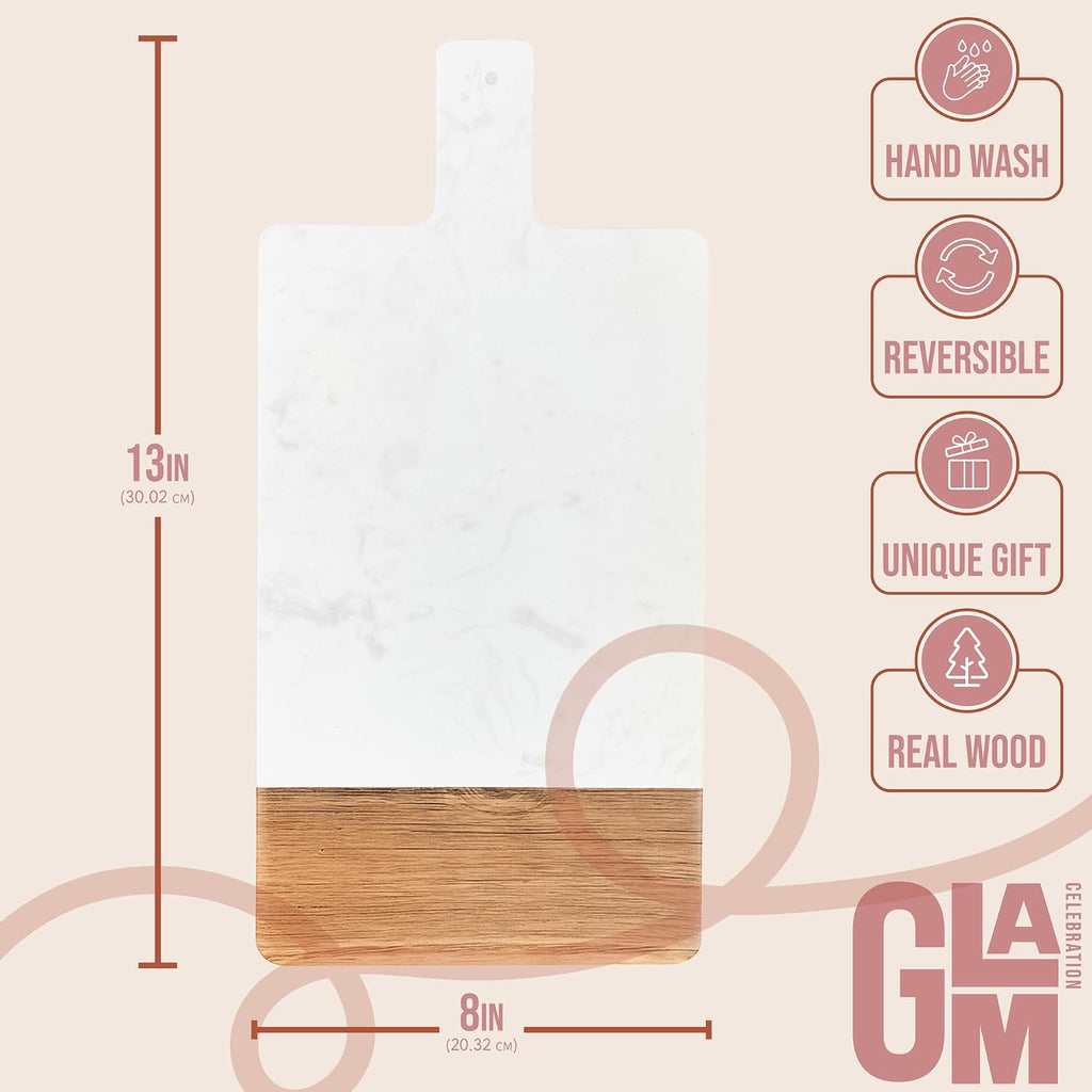 Personalized Charcuterie Boards Gift Set, Marble and Wood Cheese Board Set with Handle, Custom Cutting Board