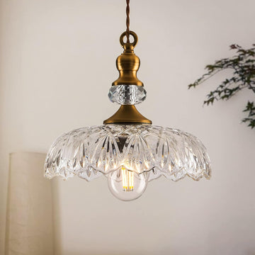 Vintage Glass Pendant Light Fixture Brass Modern Adjustable Chandelier Farmhouse Hanging Light for Hallway Porch