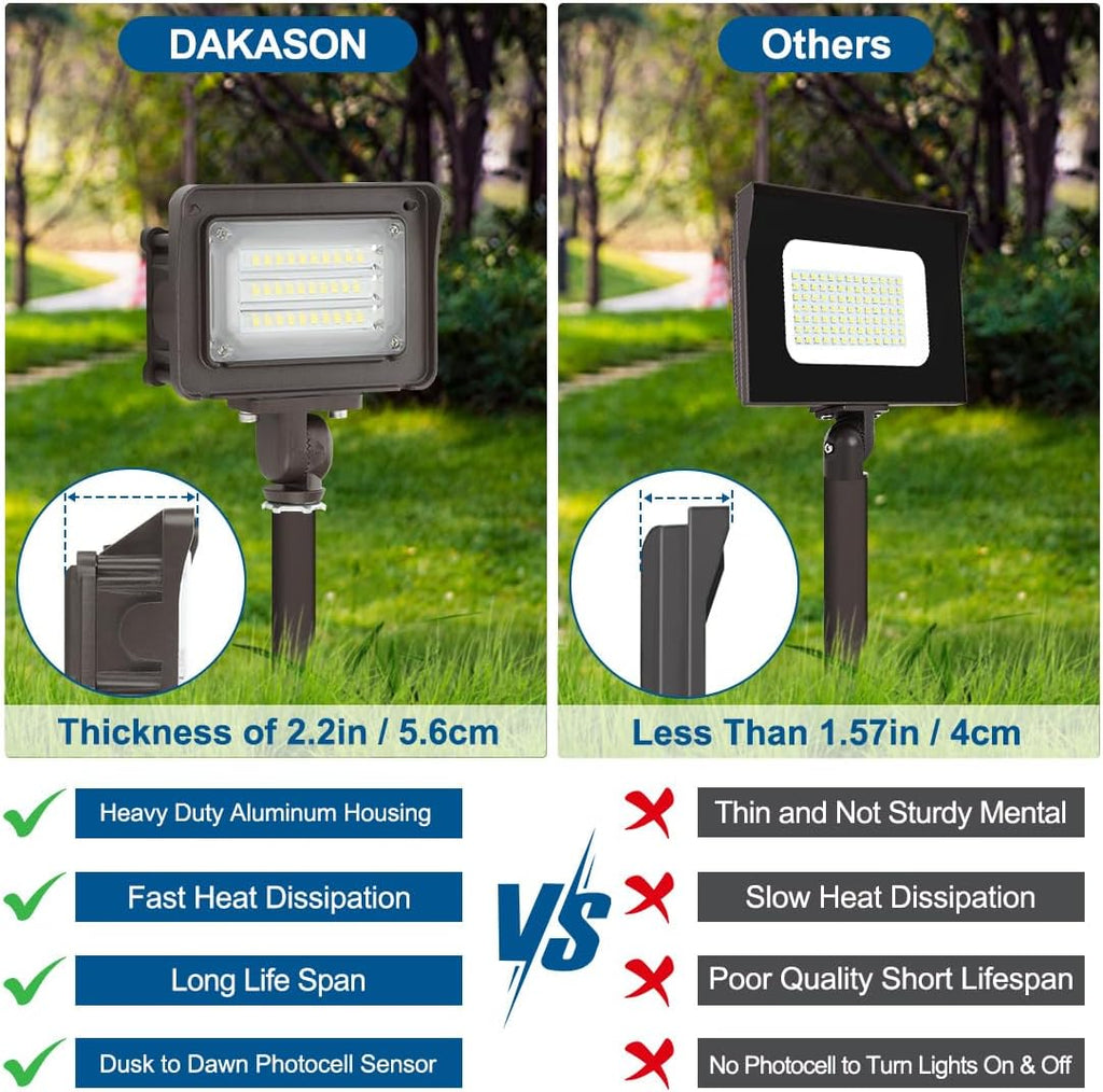 30W LED Flood Light Outdoor, Dusk-to-Dawn Photocell 180° Adjustable Knuckle, 3900LM 5000K Replaces 100W HPS/MH, IP65