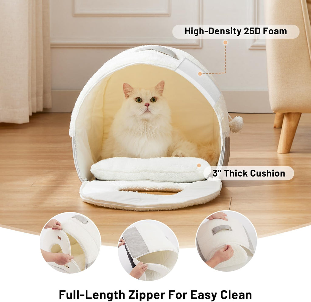 Cat Bed Cave for Indoor Cats - 2 in 1 Cat Cave for Kittens and Small Pets with Removable Washable Cushioned Pillow