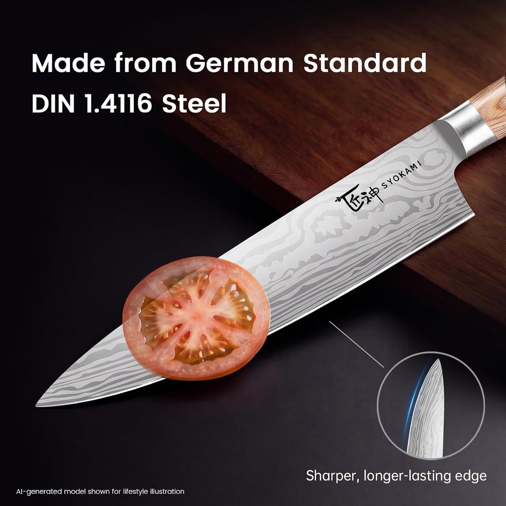 2026 Upgrade Japanese Kitchen Knife Set with Torii-Style Block | 14-Pieces Knife Set , German DIN1.4116 Steel