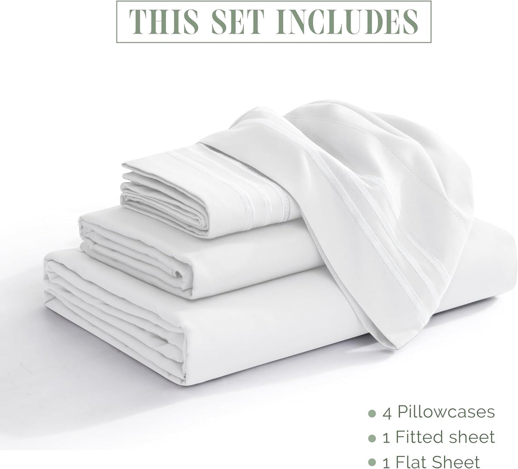 Luxury 1500 Premium Hotel Quality Microfiber 4-Piece Sheet Set - Soft, All Around Elastic 18-24 Inches Deep Fitted