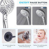 Dual Shower Head Combo, 8'' High Pressure Rain Shower Head with Handheld Spray, 6+1 Spray Settings Handheld Showerhead