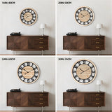 20 Inch Large Wall Clock - Rustic Wooden Silent Non-Ticking Wall Clock with Black Metal Frame