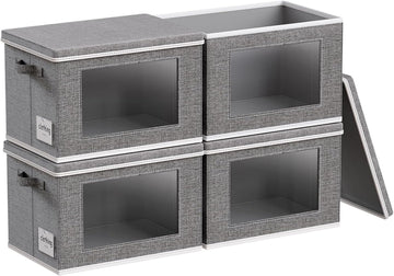 Fabric Storage Bins with Lids, Foldable Decorative Storage Box | Large Storage Cubes with Lids and Window for