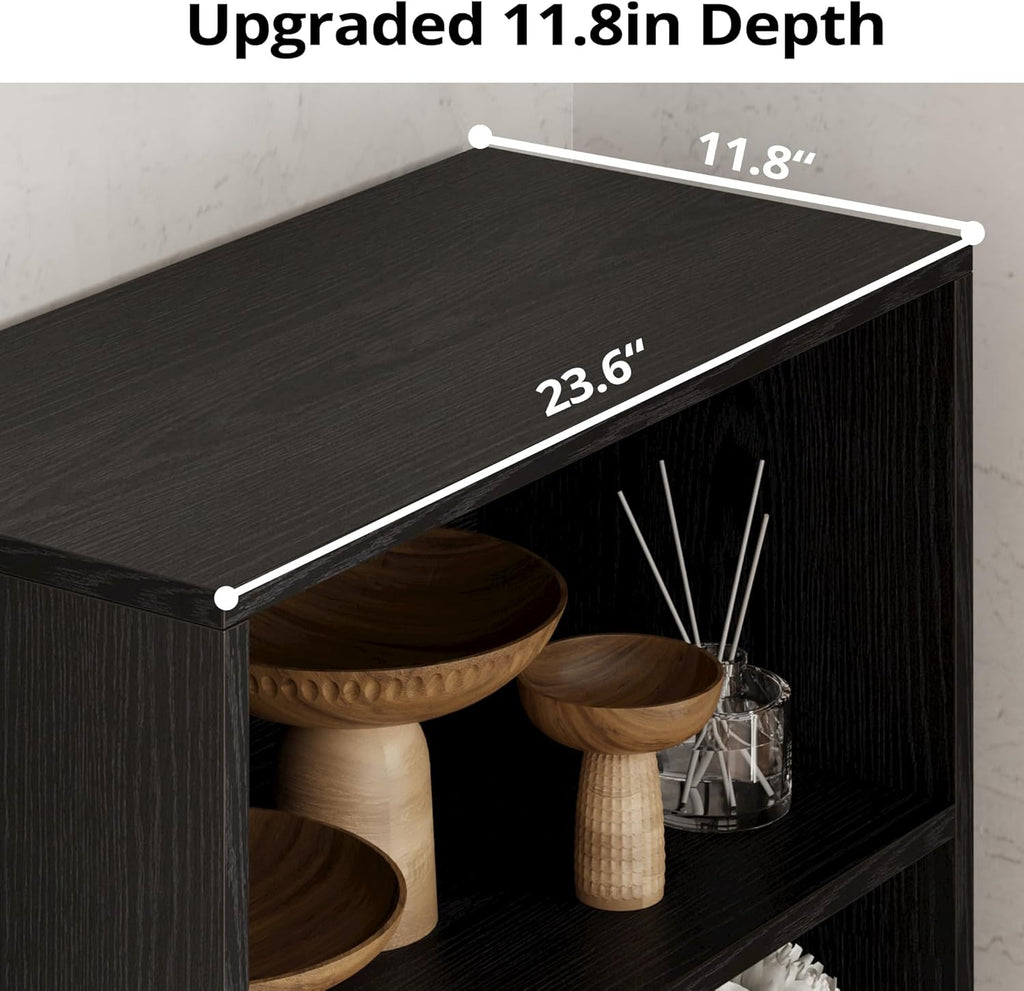 Industrial Bookshelves and Bookcases with Doors 11.8 in Depth Floor Standing 5 Shelf Display Storage Shelves Tall