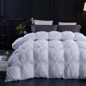 Pinch Pleat Waterfowl Feathers and Down Comforter Palatial King Duvet Insert,750+ Fill Power,1200TC 