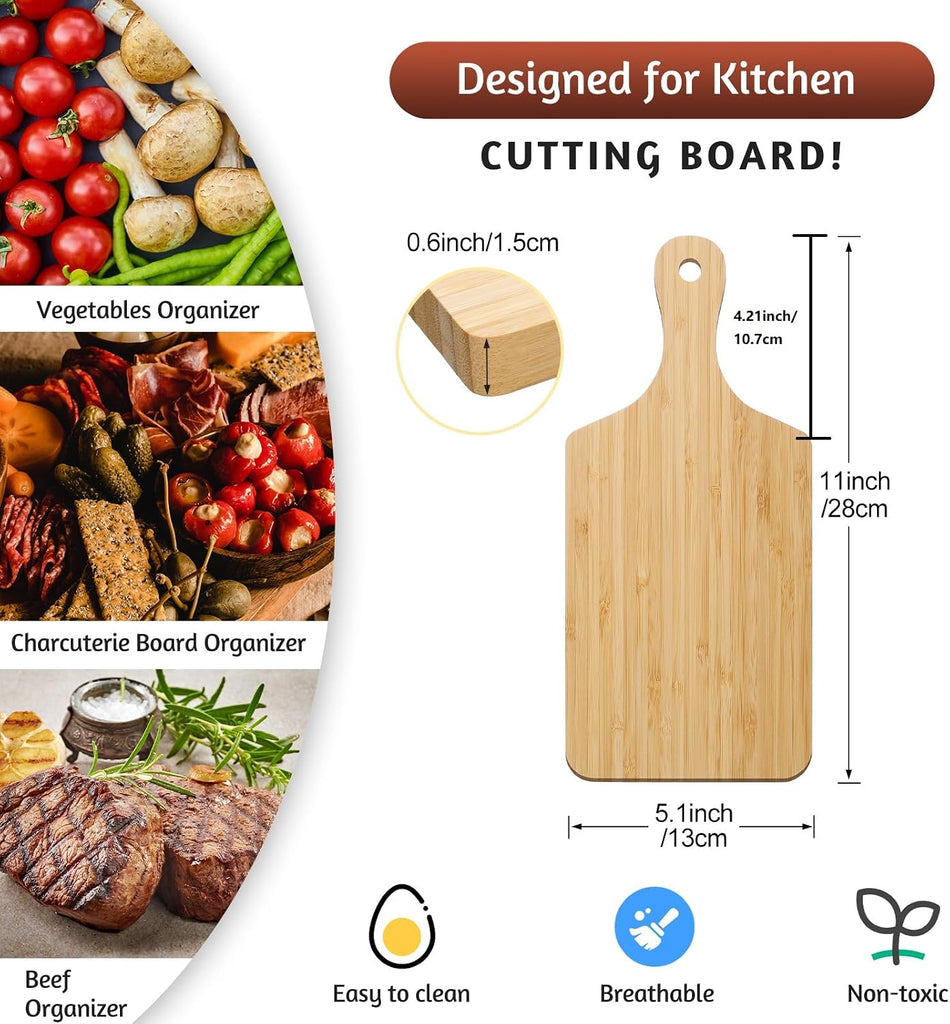 12 Pack Thicken Bamboo Cutting Board Bulk, 11x5 Inch Acacia Wood Chopping Crafts Customized Laser Engraving Serving