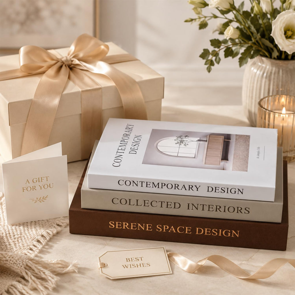 Decorative Books Decor, Set of 3 Stackable Linen Fake Books for Coffee Table, Shelf & Mantel Decor, Faux Books with