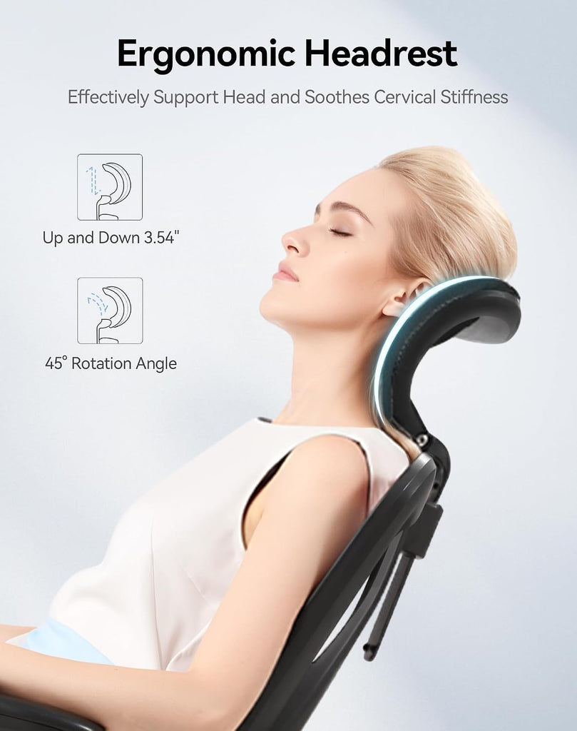 M18 Ergonomic, High Back Mesh Desk Chair with Adjustable Headrest & Lumbar Support, 330lbs Capacity Computer Chair