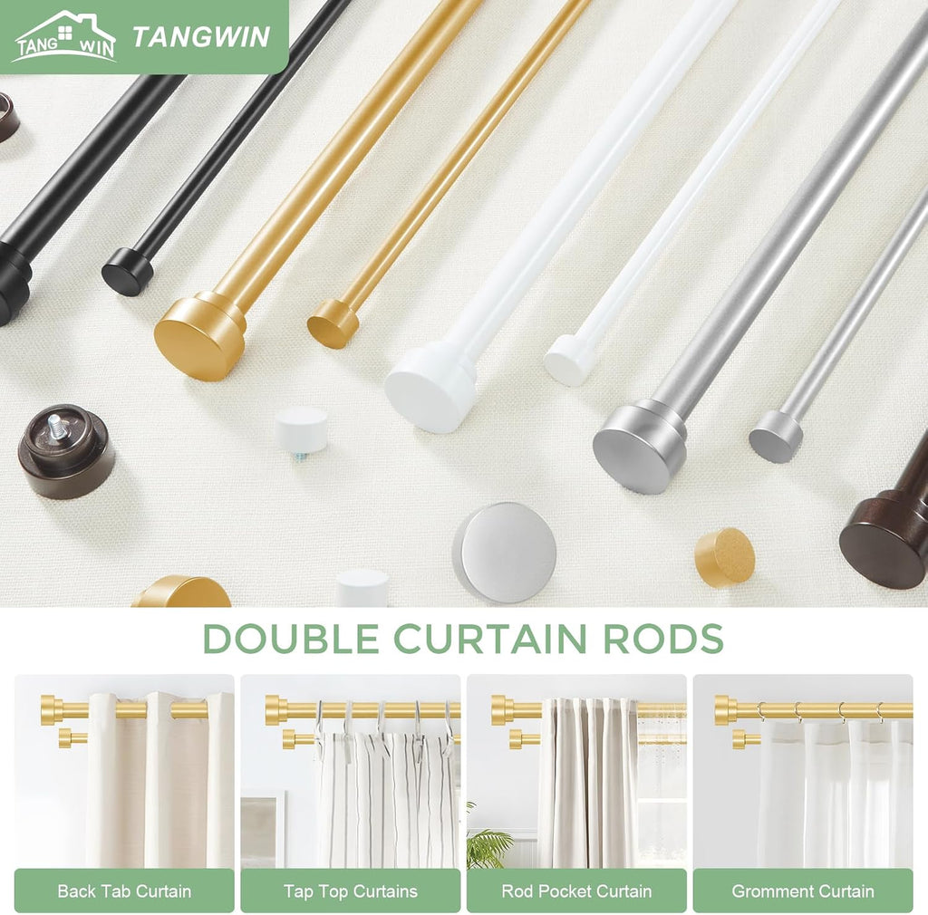 Gold Double Curtain Rods for windows:Adjustable Heavy Duty Double Curtain Rod for Bedroom Living Room,1
