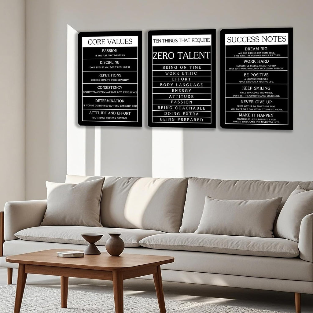 Large Canvas Quotes Wall Art Ability Motivational Attitude Inspirational Bedroom Posters Prints 3 Piece Home Decor - Set of 3