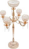Gold/Sliver 5 Arm Crystal Floor Candelabra Wedding Table Centerpieces,35 Inches Tall Candlesticks Candle Holder Stand