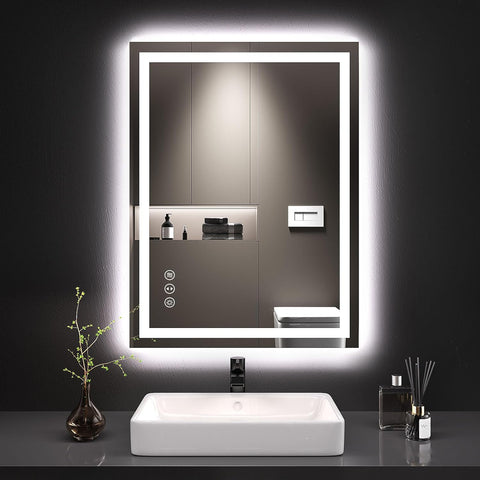 24X32 LED Bathroom Mirror with Lights, Anti-Fog, Dimmable, Backlit + Front Lit, Lighted Bathroom Vanity Mirror for