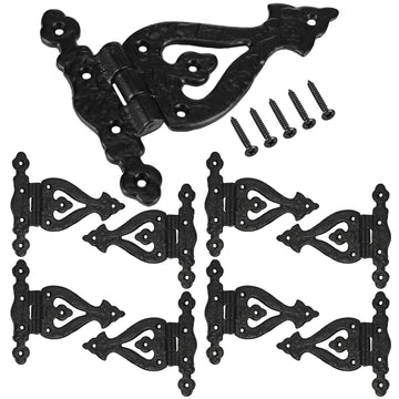 8 Pack Antique Cast Iron Vintage Heavy Duty T Hinges 5.3'' Black
