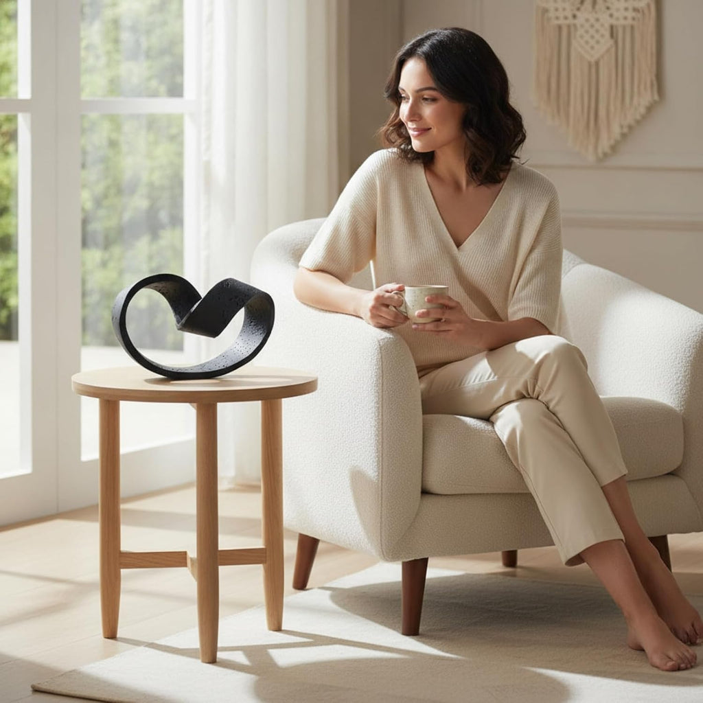 Abstract Sculpture Matte Loop Sculpture Minimalist Tabletop Ornament for Shelf, White, 27 17 19cm
