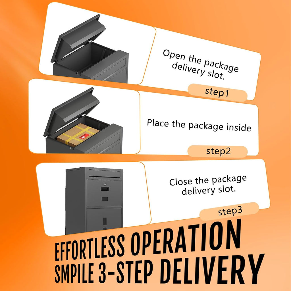 Package Delivery Boxes 44.49''H Anti-Theft Porch Package Box with Lock & Mail Slot