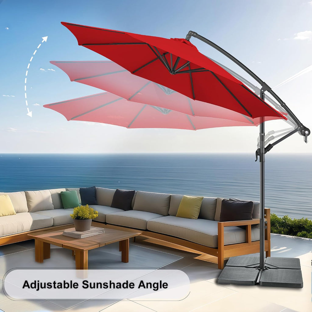 10ft Cantilever Patio Umbrella Outdoor, Large Offset Umbrella with Crank and Cross Base