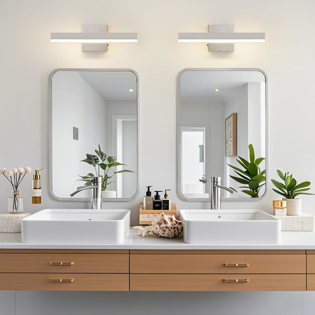 Nickel Bathroom Vanity Light Fixture 15.7'' 20W Dimmable 5CCT LED Hardwired | Bathroom Light Fixture Over Mirror