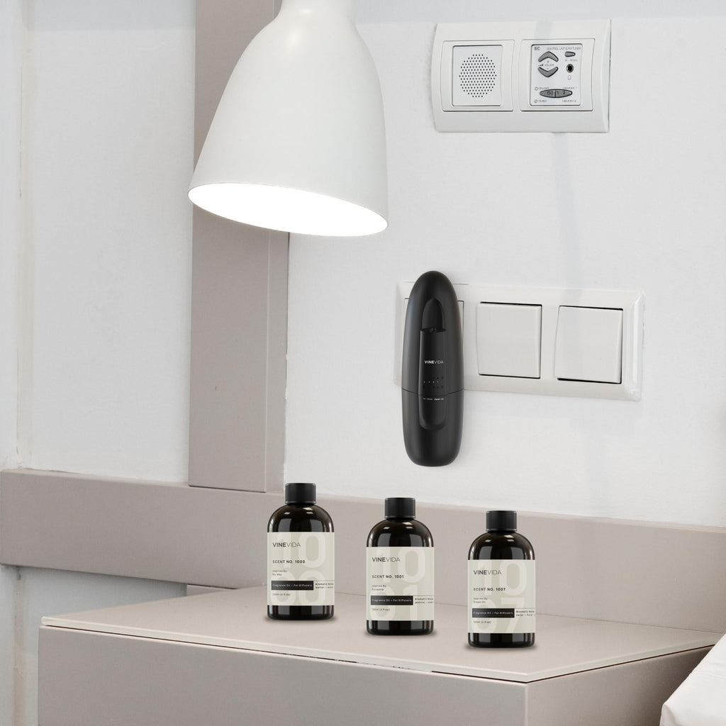 Studio Plug in Waterless Diffuser and 3 Hotel Fragrance Oils - Diffuser - Room Fragrance Air Diffuser [Black Scent
