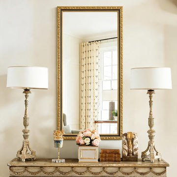 Vintage Gold Mirror, 46''x22'' Decorative Mirror with Wood Frame