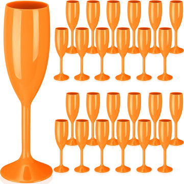 24 Pcs Champagne Flutes Bulk Acrylic Toasting Drinking Flute Unbreakable Goblet Champagne Cups 6 oz Plastic Wine