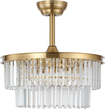 20" Brass Crystal Fandelier Ceiling Fans with Lights