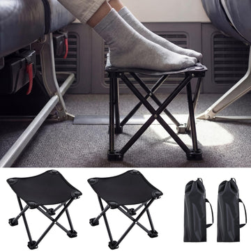 2 Pcs Portable Airplane Travel Foot Rest, Folding Camping Stool, Under Desk Foot Rest at Work for Long Flight, Home