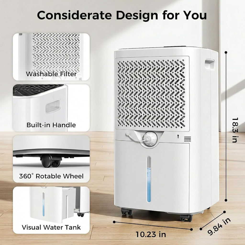 4,000 Sq.ft Dehumidifier for Basement, 45 Pint Dehumidifiers for Home with Drain Hose, Smart Humidity Control