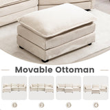 Oversized Modular Sectional Sofa with Movable Ottoman, 112-Inch 4-Seat Modern Corduroy L-Shaped Convertible Couch for Living Room or Office