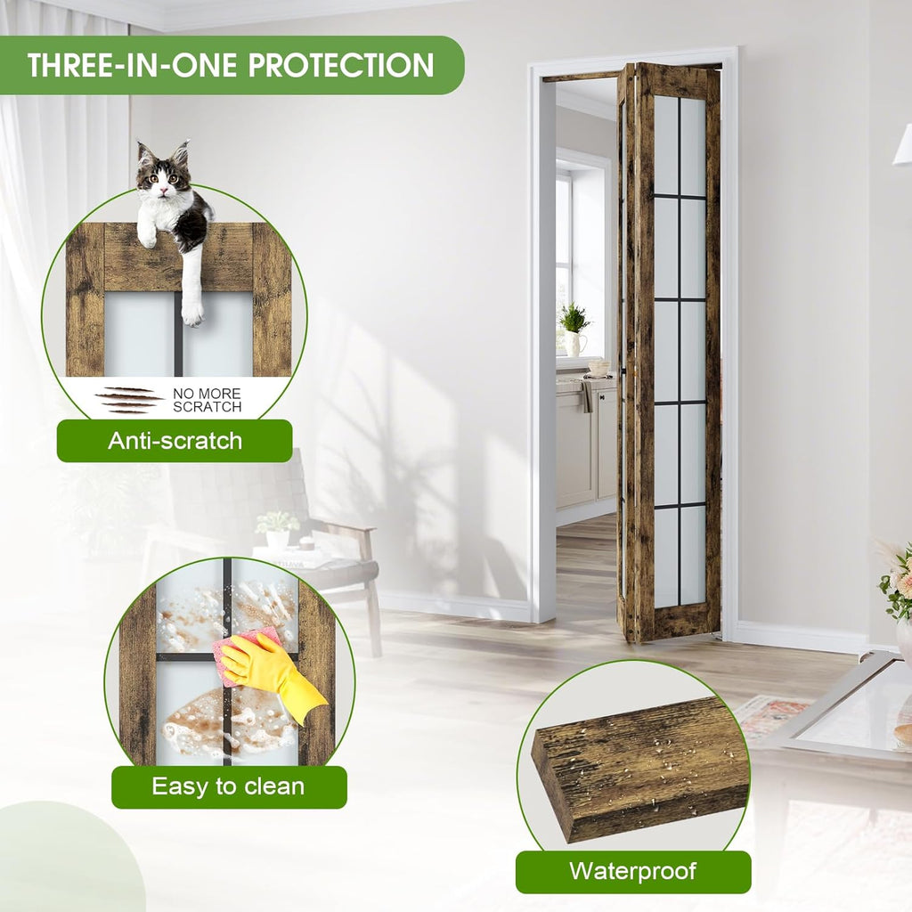 Preassembled Bifold Closet Doors for 36" X 80" Opening, Country Style,Space Saving, Tempered Frosted