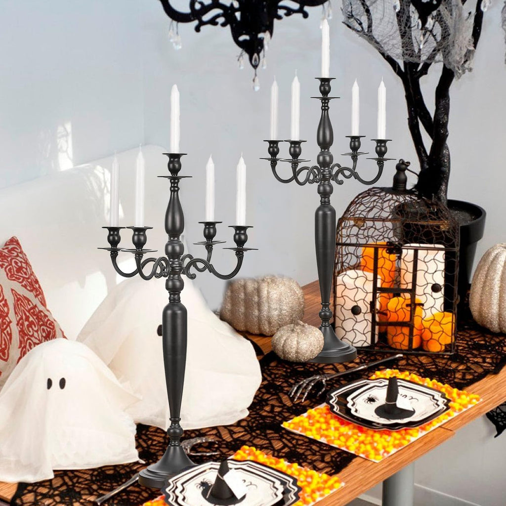 5 Arm Candelabra,28.54 inch Tall Candlestick Holders for Church Party Centerpiece for Dining Table Black Matte 0.78